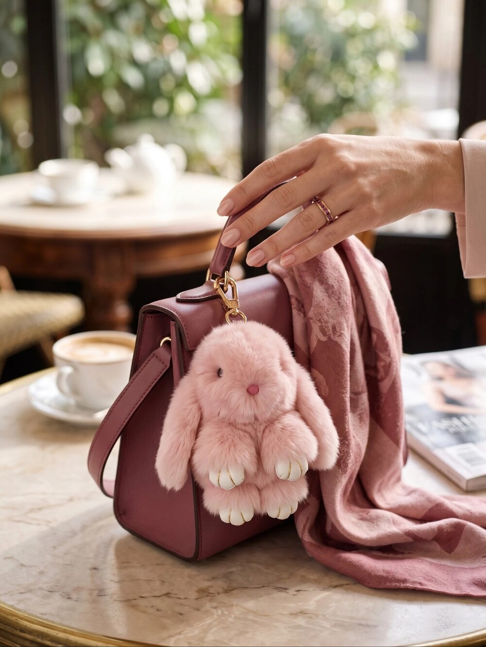 Plush Pink Bunny Bag Charm Keychain